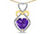 Star K Heart Shape 8mm Genuine Amethyst Heart Halo Embrace Pendant Necklace 14k Gold with Rhodium Finish 312892A