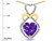 Star K Heart Shape 8mm Genuine Amethyst Heart Halo Embrace Pendant Necklace 14k Gold with Rhodium Finish 312892A