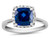 Finejewelers 10k White Gold 6mm Cushion-Cut Created Blue Sapphire with White Topaz accent stones Halo Ring - R1079105AF6