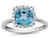 Finejewelers 10k White Gold 6mm Cushion-Cut Swiss Blue Topaz with White Topaz accent stones Halo Ring