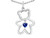 Star K Love Teddy Bear with 4mm Heart Shape Created Sapphire in Sterling Silver