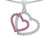 Star K Double Heart Love Pendant Necklace with Round Created Pink Sapphire in Sterling Silver