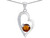 Star K Round Simulated Garent Heart Pendant Necklace in Sterling Silver