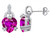 Star K Heart Shape Created Pink Sapphire Designer Hanging Drop Earrings in Sterling Silver