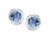 Star K Bezel Set Round 5mm Simulated Aquamarine Earrings Studs in Sterling Silver