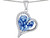 Star K Heart Shape 12mm Simulated Aquamarine Double Heart Love Pendant Necklace in Sterling Silver