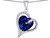Star K Heart Shape 12mm Simulated Sapphire Double Heart Love Pendant Necklace in Sterling Silver
