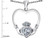 Star K Celtic Claddagh Heart Pendant Necklace with Heart Shape Simulated White Topaz in Sterling Silver