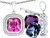 Switch-It Gems Cushion-Cut 10mm Simulated Pink Tourmaline Pendant Necklace with 12 Interchangeable Simulated Birth Mont