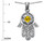 Star K Hamsa Evil Eye Protection Pendant Necklace Round Simulated Citrine in Sterling Silver