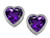 Star K 7mm Heart Shape Simulated Amethyst Heart Earrings Studs in Sterling Silver