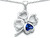 Star K Large 7mm Heart Shape Created Sapphire Lucky Clover Heart Pendant Necklace in Sterling Silver