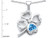 Star K Large 7mm Heart Shape Simulated Blue Topaz Lucky Clover Heart Pendant Necklace in Sterling Silver