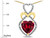 Star K Heart Shape 8mm Created Ruby Heart Halo Embrace Pendant Necklace 14k Gold with Rhodium Finish 312901A