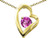 Tommaso Design Heart Shaped Simulated Pink Tourmaline 7mm Round Pendant Necklace