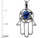 Star K Large Hamsa Hand Jewish Star of David Pendant Necklace with Created Sapphire in 10 kt White Gold 310904AF