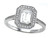 Zoe R Sterling Silver Micro Pave Hand Set Cubic Zirconia CZ Halo Emerald Cut Center Engagement Ring BM10485B - BM10485BT7