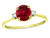 Star K 7mm Round Created Ruby Classic Three 3 stone Engagement Promise Wedding Ring - 318372W7