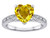 Star K Heart Shape 8mm Genuine Citrine Antique Vintage Style Solitaire Engagement Promise Ring - 318489AF5