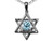 Star K Jewish Star of David Pendant Necklace with Round Simulated Aquamarine - 317284AP