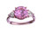 Star K Three 3 Stone 8mm Round Created Pink Sapphire Trillion Engagement Promise Comfort fit Ring - 317762AP85