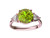 Star K Three 3 Stone 8mm Round Genuine Peridot Trillion Engagement Promise Comfort fit Ring - 317758AP5