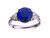Star K Three 3 Stone 8mm Round Created Sapphire Trillion Engagement Promise Comfort fit Ring - 317742P85