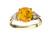 Star K Three 3 Stone 8mm Round Simulated Imperial Yellow Topaz Trillion Engagement Promise Comfort Ring - 317712A75