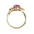 Star K Three 3 Stone 8mm Round Created Pink Sapphire Trillion Engagement Promise Comfort fit Ring - 317726W6