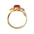 Star K Three 3 Stone 8mm Round Created Ruby Trillion Engagement Promise Comfort fit Ring - 317707A8