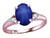 Star K Oval 9x7 Created Star Sapphire Three 3 Stone Heart Engagement Promise Wedding Ring - 318097P85