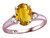 Star K Oval 9x7 Genuine Citrine Three 3 Stone Heart Engagement Promise Wedding Ring - 318083P45