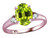 Star K Oval 9x7 Genuine Peridot Three 3 Stone Heart Engagement Promise Wedding Ring - 318084P55