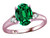 Star K Oval 9x7 Simulated Emerald Three 3 Stone Heart Engagement Promise Wedding Ring - 318091P6