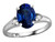 Star K Oval 9x7 Created Sapphire Three 3 Stone Heart Engagement Promise Wedding Ring - 318108AF65