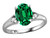 Star K Oval 9x7 Simulated Emerald Three 3 Stone Heart Engagement Promise Wedding Ring - 318049B6