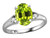 Star K Oval 9x7 Genuine Peridot Three 3 Stone Heart Engagement Promise Wedding Ring - 318105AF6