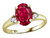 Star K Oval 9x7 Created Ruby Three 3 Stone Heart Engagement Promise Wedding Ring - 318067A45
