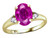 Star K Oval 9x7 Simulated Pink Tourmaline Three 3 Stone Heart Engagement Promise Wedding Ring - 318068A5