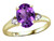 Star K Oval 9x7 Genuine Amethyst Three 3 Stone Heart Engagement Promise Wedding Ring - 318057A9