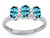 Star K Genuine Blue Topaz 3 Three Oval Stones Promise Ring Wedding Band - 317178AF75