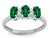 Star K Simulated Emerald 3 Three Oval Stones Promise Ring Wedding Band - 317170P9