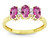 Star K Simulated Pink Tourmaline 3 Three Oval Stones Promise Ring Wedding Band