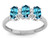 Star K Genuine Blue Topaz 3 Three Oval Stones Promise Ring Wedding Band - 317162P65