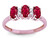 Star K Created Ruby 3 Three Oval Stones Promise Ring Wedding Band - 317166B6