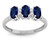 Star K Genuine Sapphire 3 Three Oval Stones Promise Ring Wedding Band - 317172AP55