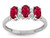 Star K Created Ruby 3 Three Oval Stones Promise Ring Wedding Band - 317182W65