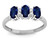 Star K Genuine Sapphire 3 Three Oval Stones Promise Ring Wedding Band - 317156P75