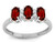 Star K Genuine Garnet 3 Three Oval Stones Promise Ring Wedding Band - 317179W55