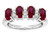 Star K Created Ruby Oval 5x3 4 Four Stone Band Ring